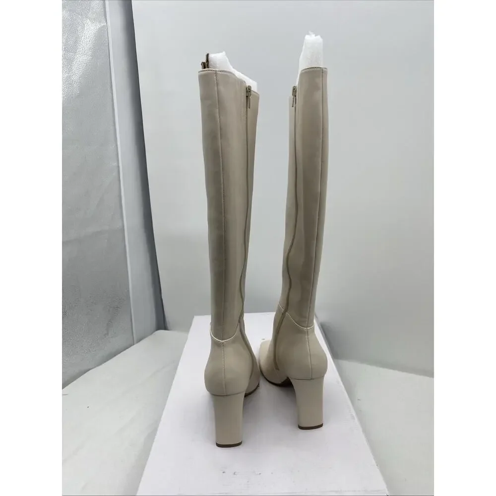Alfani Womens Tristanne Ivory Knee-High Boots Shoes 9.5 Medium Retail $169